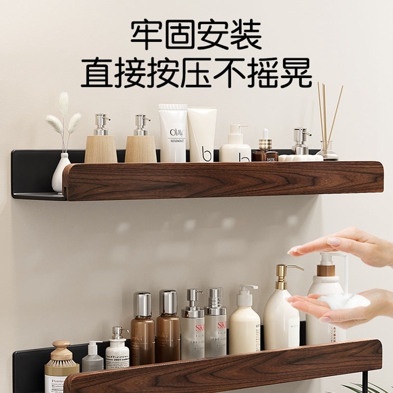 Walnut Bathroom Bathroom Storage Rack Toilet Wash Desk Toilet Wall Hole-Free Storage Shelf - Image 3